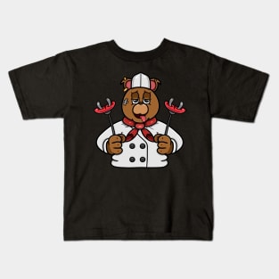 Bear Head Chef Cartoon Kids T-Shirt